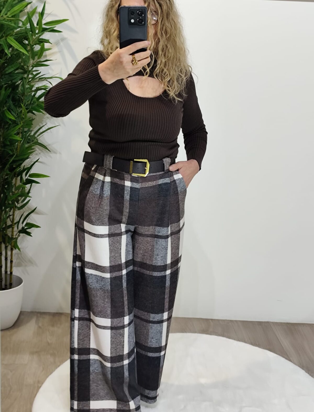 Calça Wide Leg Xadrez (Com Cinto incluído) - Image 2