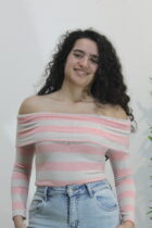 Camisola às Riscas Off Shoulder - Image 2