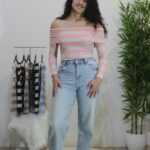 Camisola às Riscas Off Shoulder